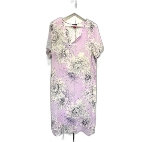 Vince Camuto Floral Blossoms Tunic Swim Coverup Dress Side Slits Purple Medium - Picture 2 of 7